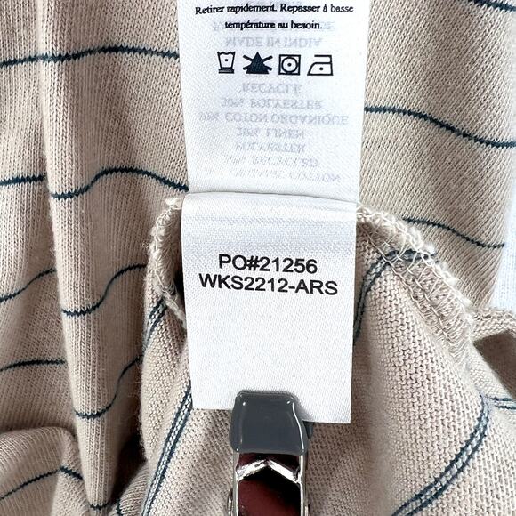 FAHERTY Whisper Organic Cotton Blend Tank Womens L Azure Stripe Tan Navy NEW - Picture 10 of 12